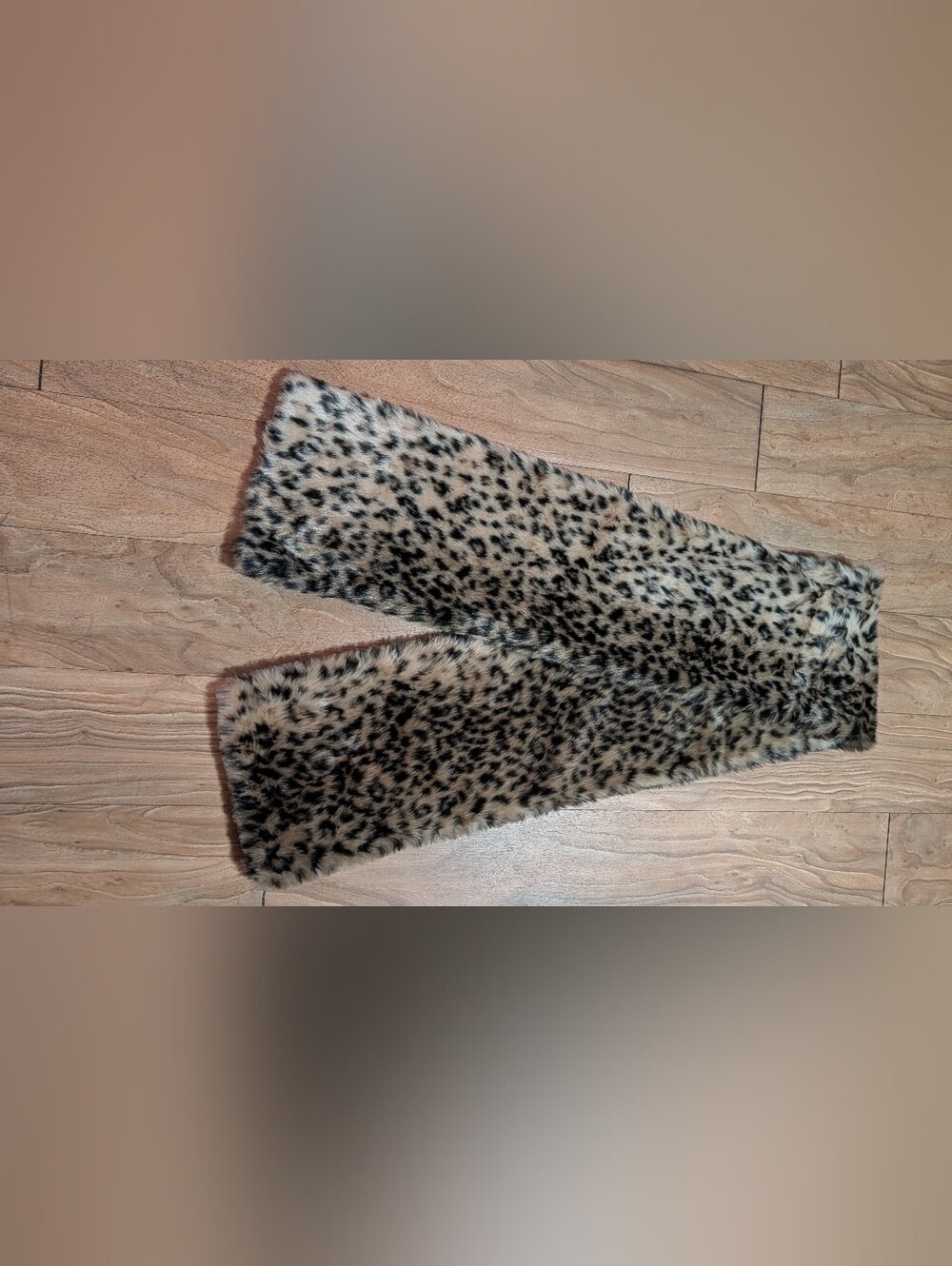 Faux-Fur Leopard Print Pants - Tan/Black